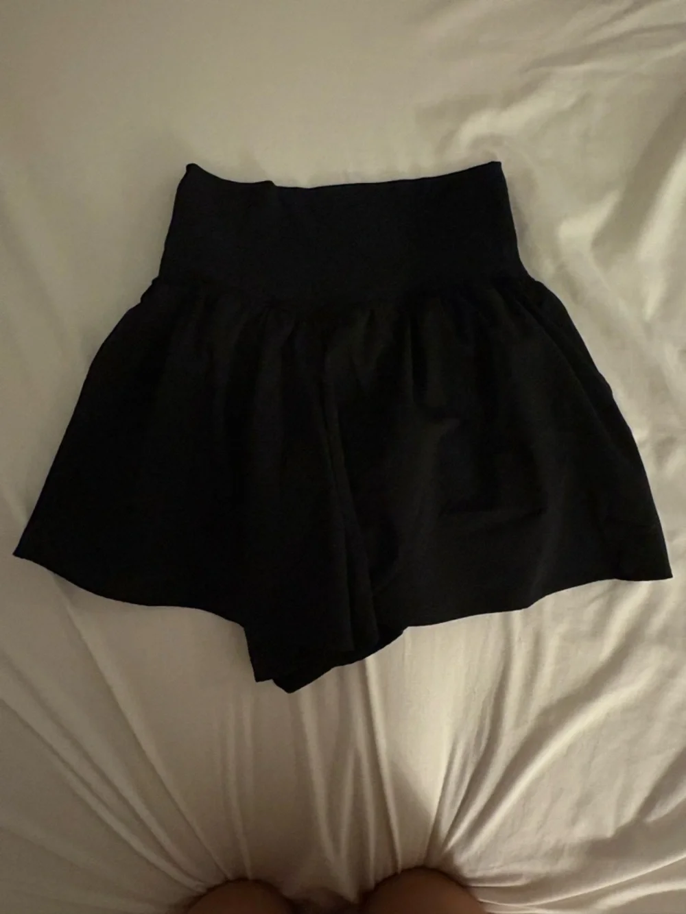 aerie Black High-Waist Flared Athletic Shorts - Picture 2 of 3